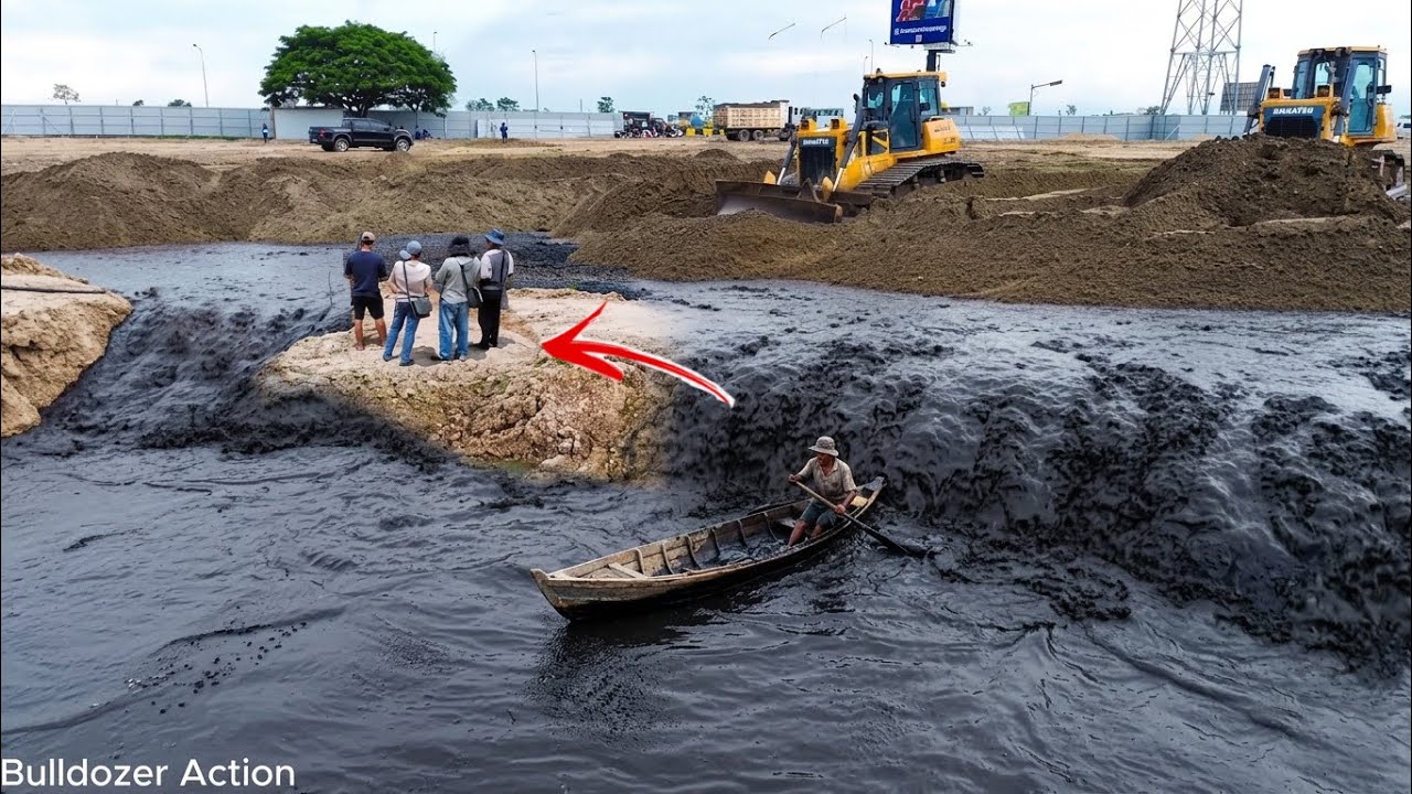 Amazing Sand filling 100% Complete! Powerful SHANTUI D17Hc2 Dozer Moving dirt push sand to fill pond