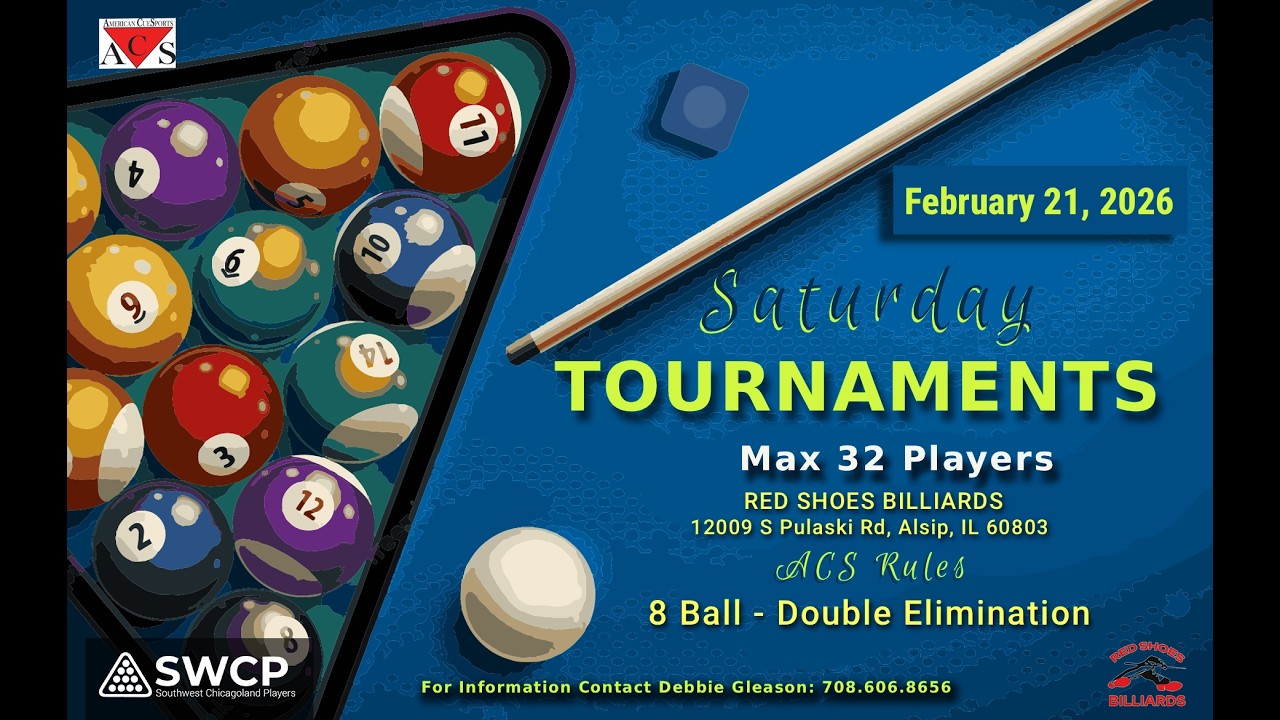 I’m Red Shoes Billiards | ACS Saturday 8 Ball Tournament | 02-21-26