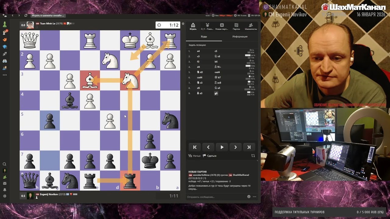 20260116 ТУРНИР Titled Friday 960 3+1 и БИТВА с мастерами 3+0 Chess.com СТРИМ ШахМатКанал Шахматы