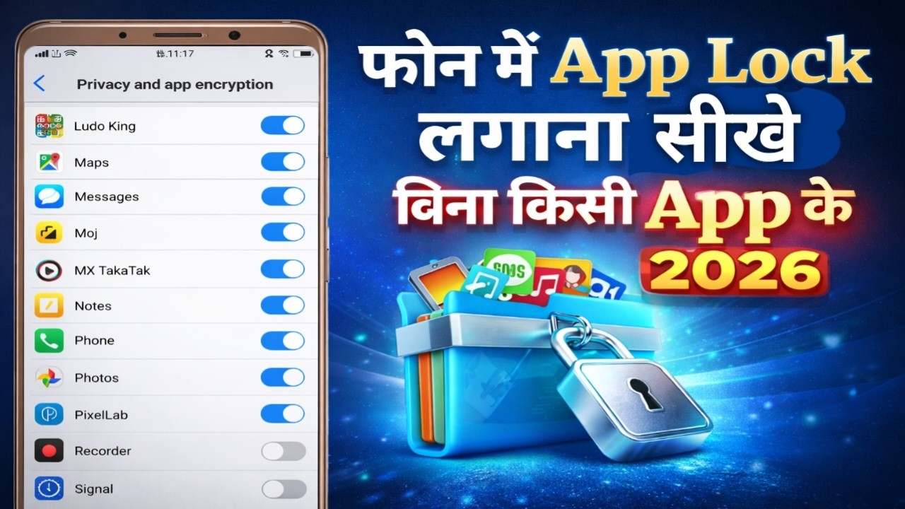 Phone Me App Lock Kaise Lagaye 2026 | Bina Kisi App Ke App Lock Kare 🔒