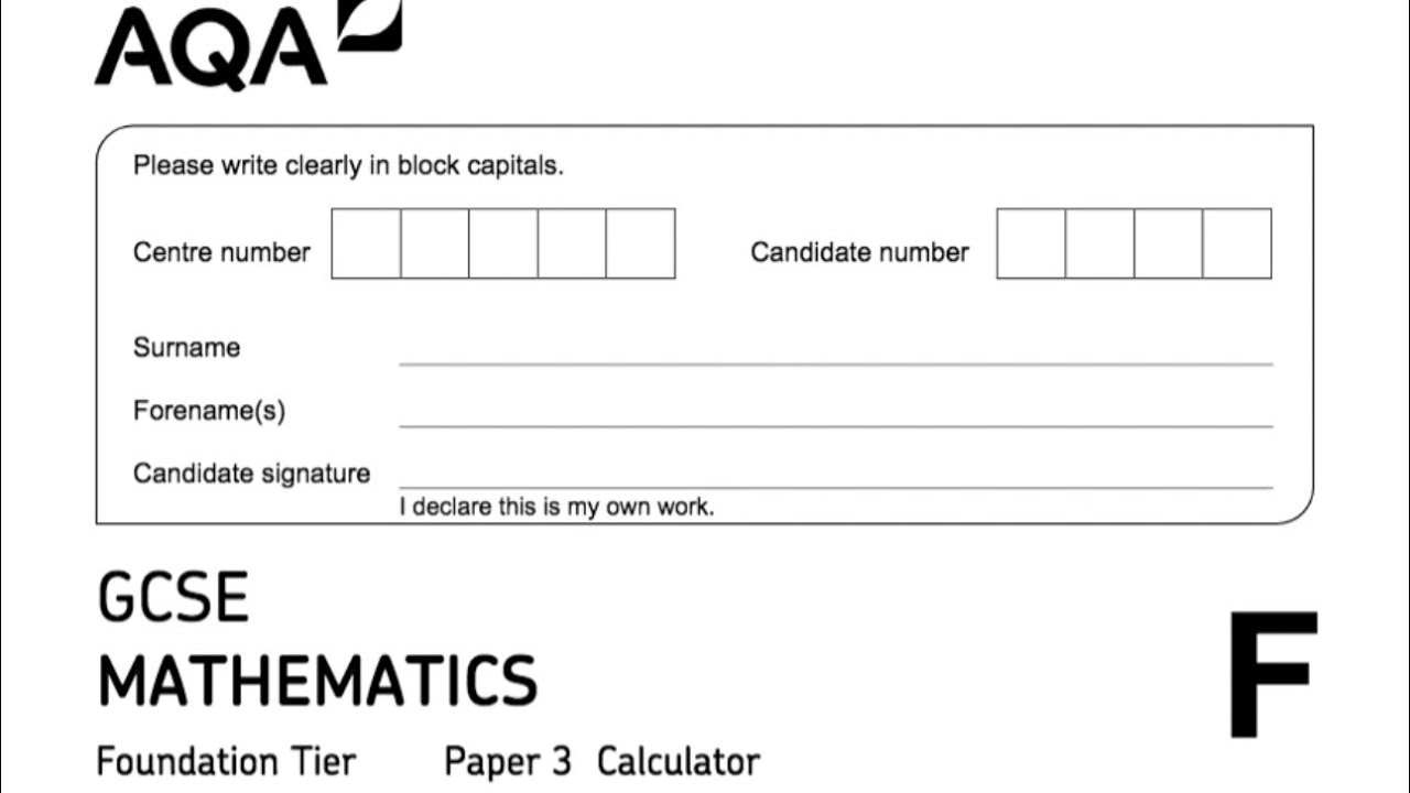 AQA GCSE foundation maths paper 3, calculator. June 2023,new specs, answers 8300/3F