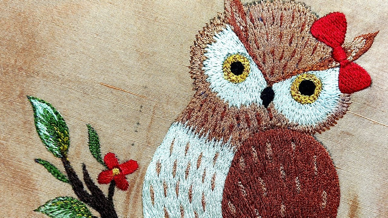 owl bird embroidery || beautiful embroidery stitches #Hsembroideryideas #embroidery
