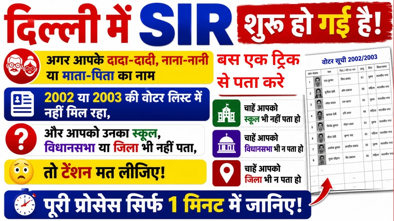 SIR 2003 List Me Apna Naam Kaise Dekhe|Delhi Voter List 2002 Name Search