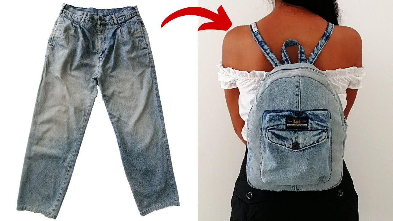 DIY mini MOCHILA con JEANS RECICLADO / DIY old JEANS RECYCLE into a cute  mini BACKPACK