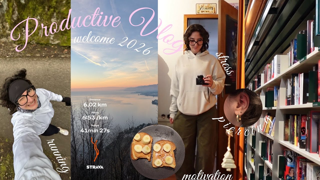 productive vlog 🦥 | motivation, révisions, stress, entraînement, piercing, nouvel an 