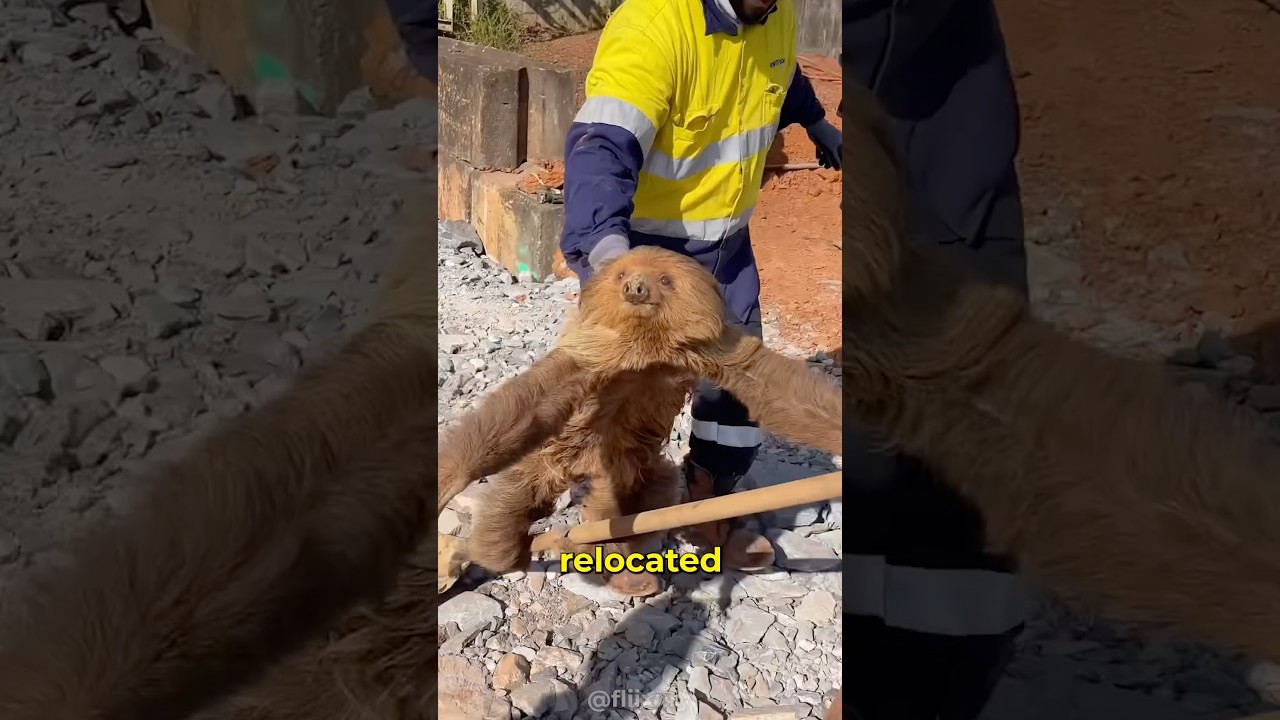 Construction worker saves sloth #animals #wildlife #fyp