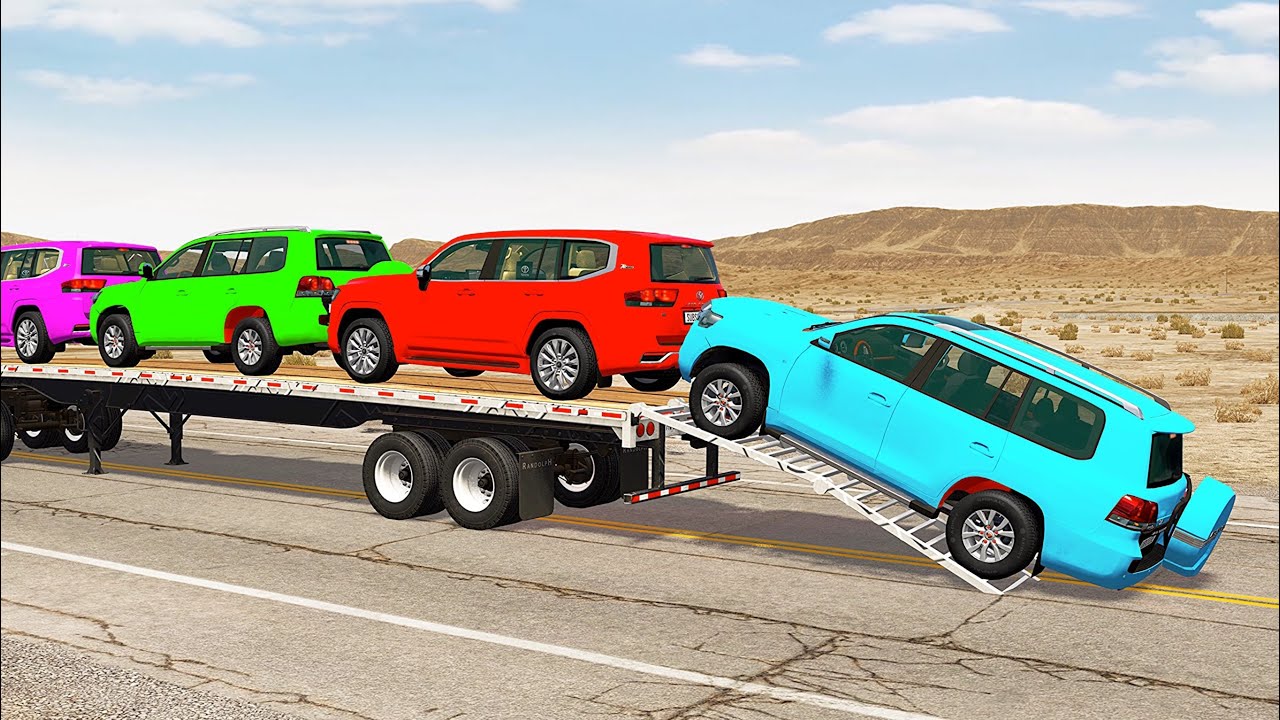Flatbed Truck Mcqueen  | Transportation with Truck - Pothole vs Car #554 - BeamNG.Drive