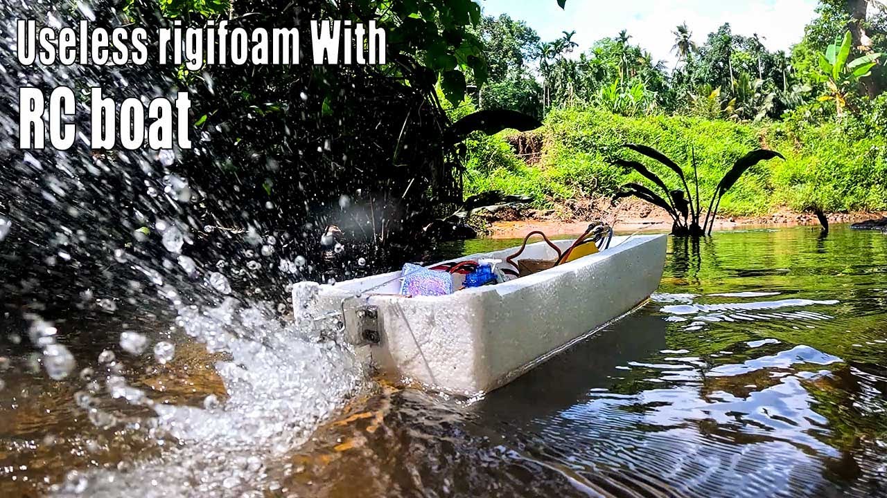 How to make an RC boat using a piece of useless rigifoam | DIY RC boat #sritu_hobby #rcboat #rc