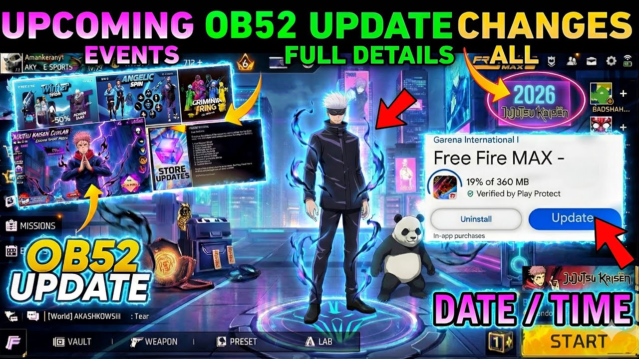 Ob52 New Update 🔥 ALL Changes 🤯 Kya kya aaya Hai in Free Fire | FF NEW EVENT UPDATE GARENA FREE FIRE