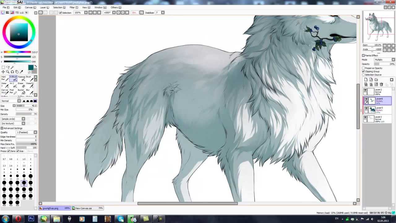 Wolf and blueberries - speedpaint