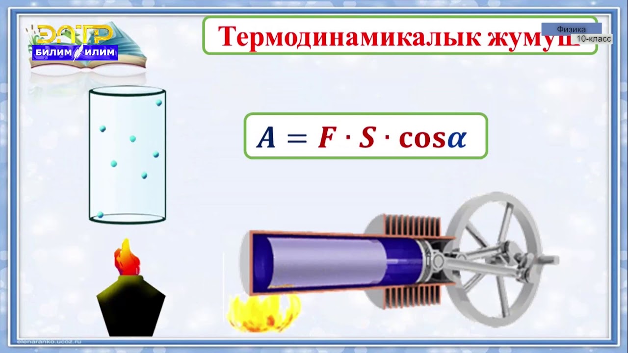 10-класс  | Физика | Жылуулук санынын формуласы Термодинамикалык жумуш