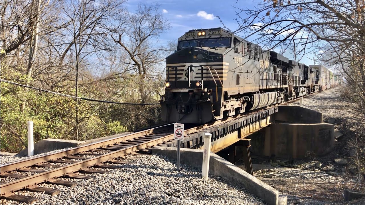 Railroad Bridge Bounces Up & Down While Train Flies Over It!  Horn Salute & Radar Used On Train!  NS