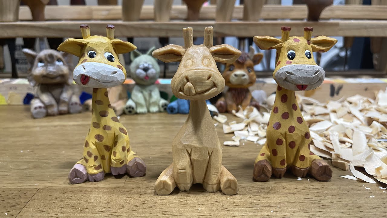 [우드카빙]기린 조각하기 Woodcarving -carve a giraffe