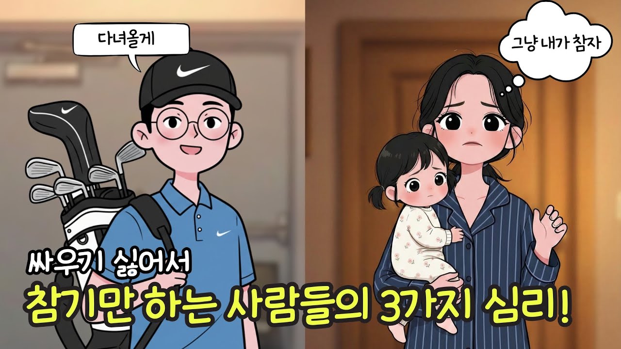 싸우기 싫어서 계속 참기만 하는 사람들의 3가지 심리!#부부심리#독박육아#부부관계#부부싸움#골프#육아#독박육아#부부상담#결혼#육아#착한사람콤플렉스#관계심리