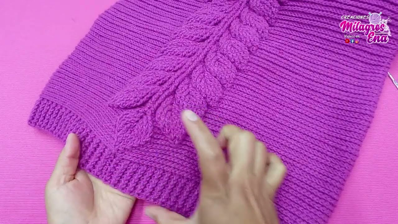PARTE 1 Como tejer Suéter N° 8, Sweater, Chompa, Jersey o Pullover a crochet en punto HOJAS relieves