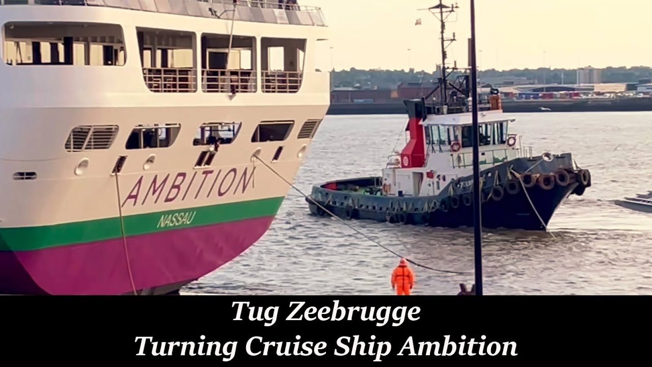 Tug Zeebrugge's Impressive Maneuver: Guiding Cruise Ship Ambition Out to Sea