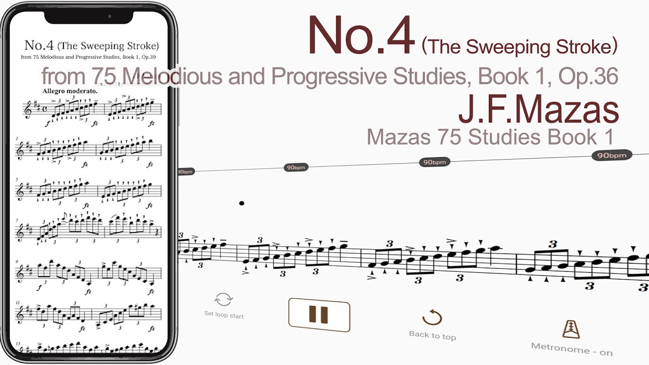 No.4 (The Sweeping Stroke) | J.F.Mazas【 Violin Sheet Music 】