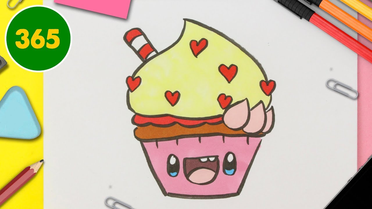 COME DISEGNARE CUPCAKE Kawaii - Come disegnare cibo