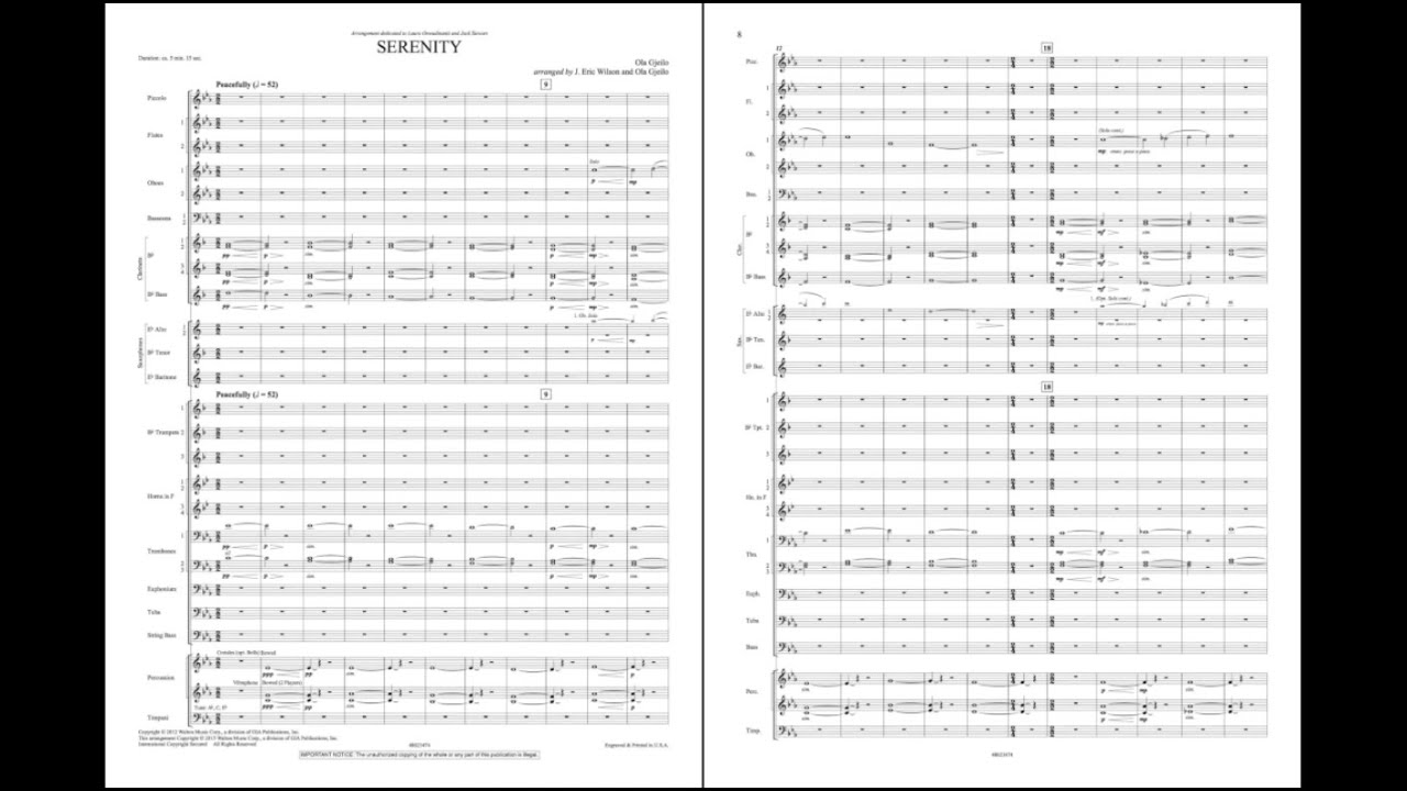 Serenity by Ola Gjeilo/arr. J. Eric Wilson & Ola Gjeilo