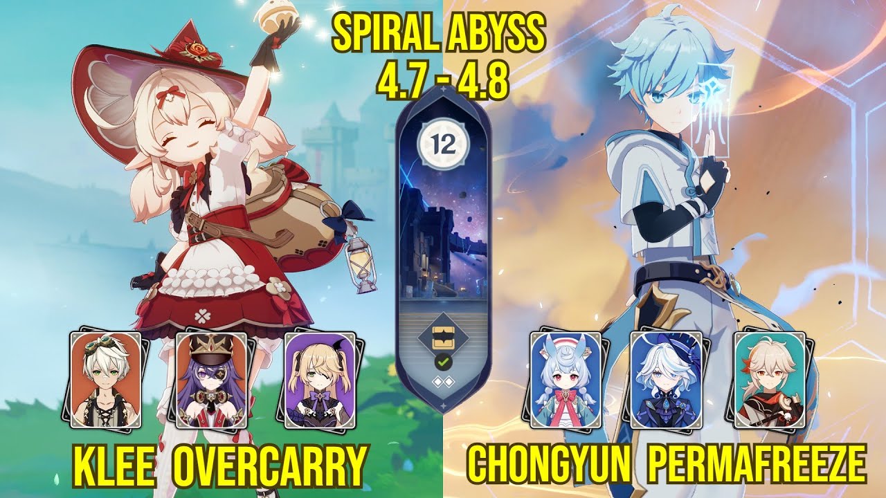 C1 Klee Overcarry & C6 Chongyun Permafreeze | Spiral Abyss Version 4.8 - 4.7 | Genshin Impact