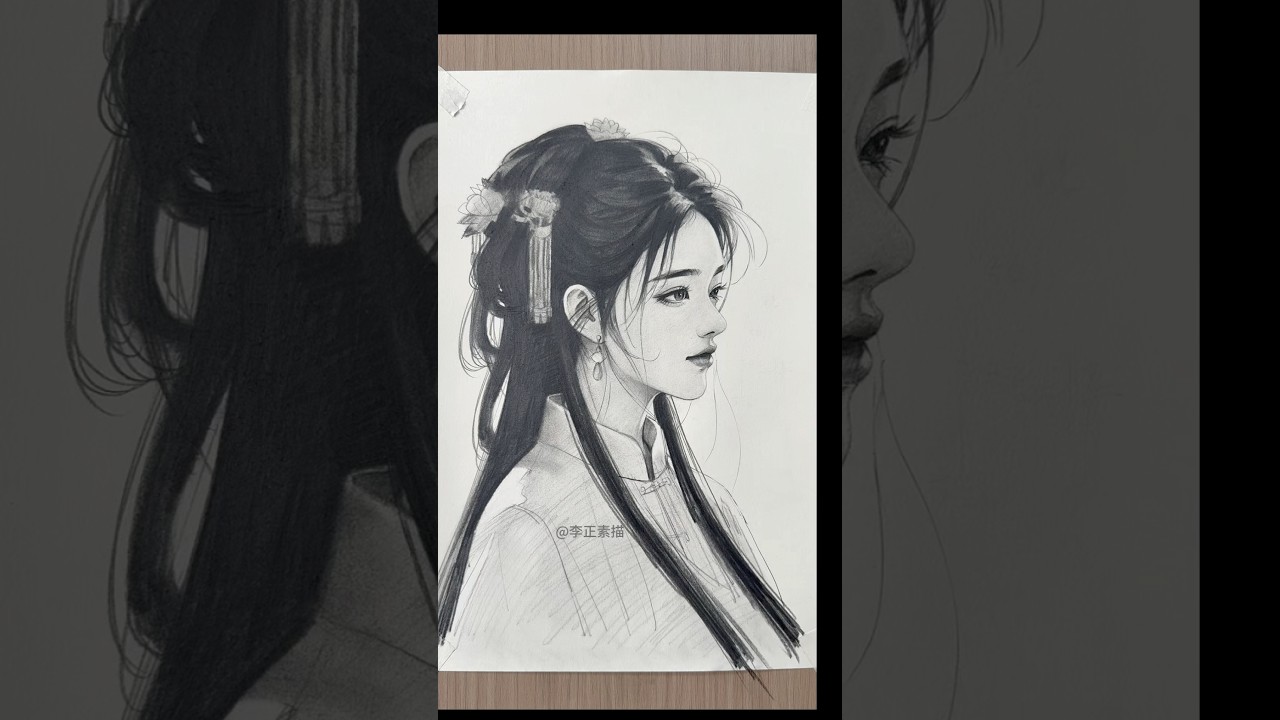 零基础侧脸古风美女手绘教程！ #drawing #pencilportrsit #sketch #lippanartwork #art #portrait #pencildrawing