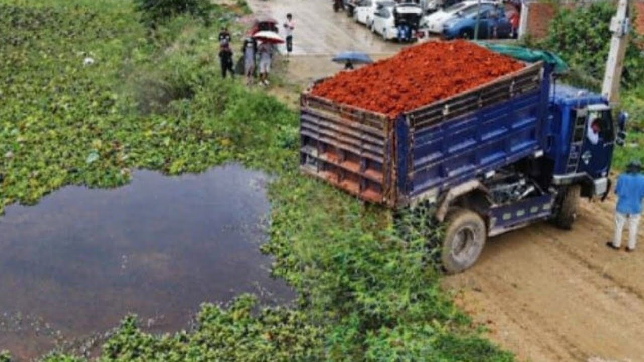 New Project Disaster? Truck Deep in Mud While Filling Pond