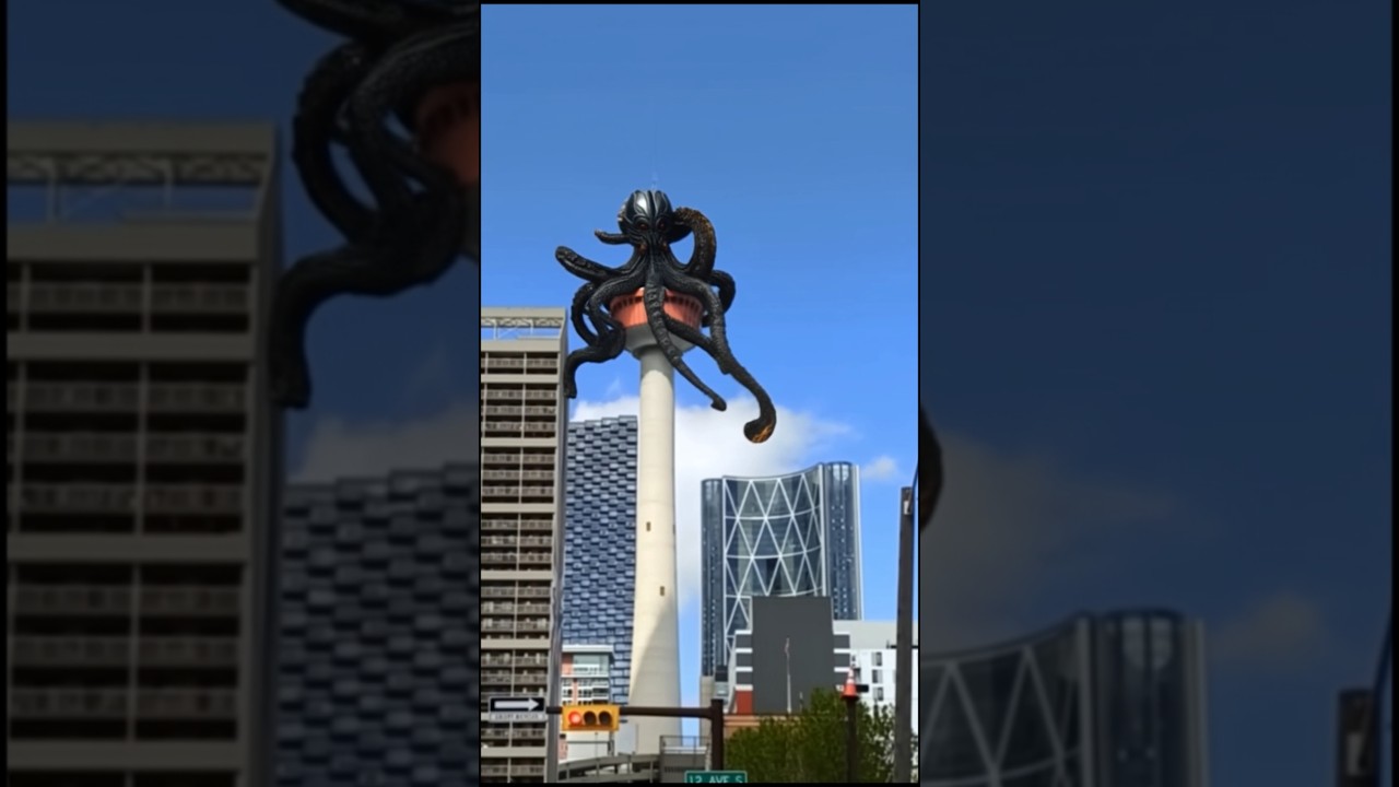 Giant Octopus Spotted on Calgary Tower?! 🐙📱