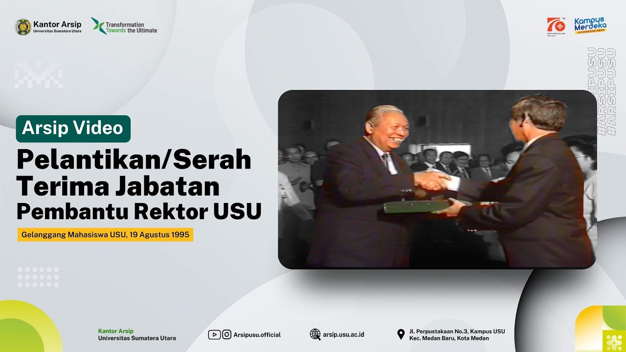 Pelantikan/Serah Terima Jabatan Pembantu Rektor USU, 29 Agustus 1995