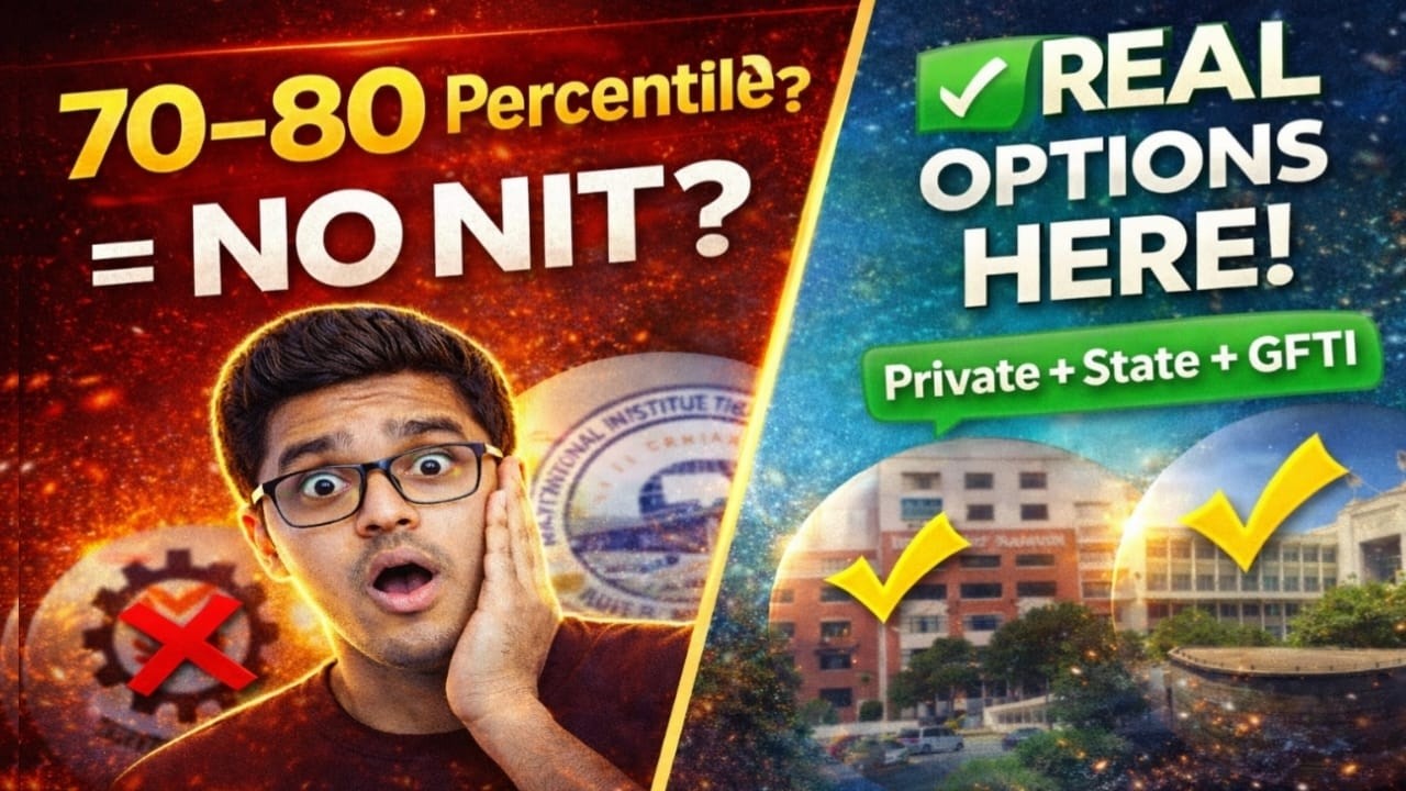 JEE Main 70–80 Percentile 😱 कौन से कॉलेज मिलेंगे? Full List + Reality Check 2026