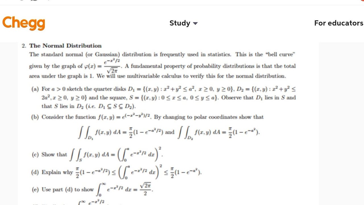 Engineering Mathematics Multivariable Calculus: Normal Distribution Problem Solution