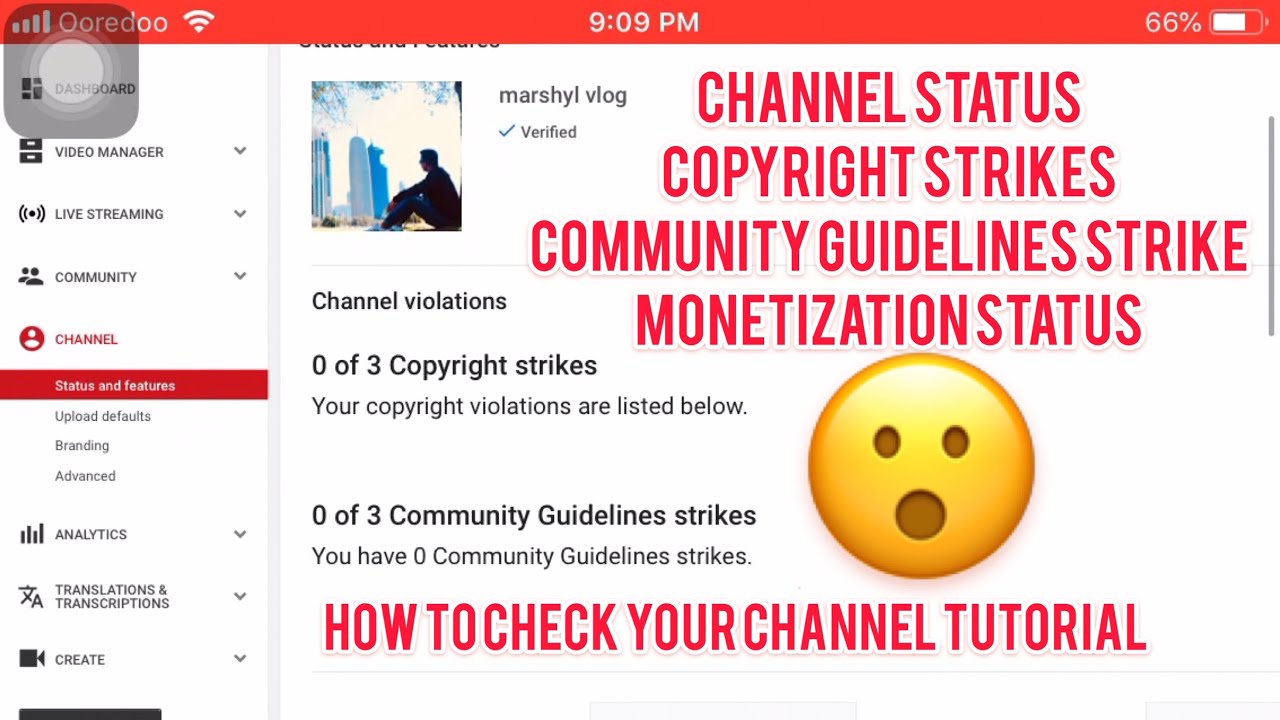 Copyright strikes/ community guidelines strikes and monetization status