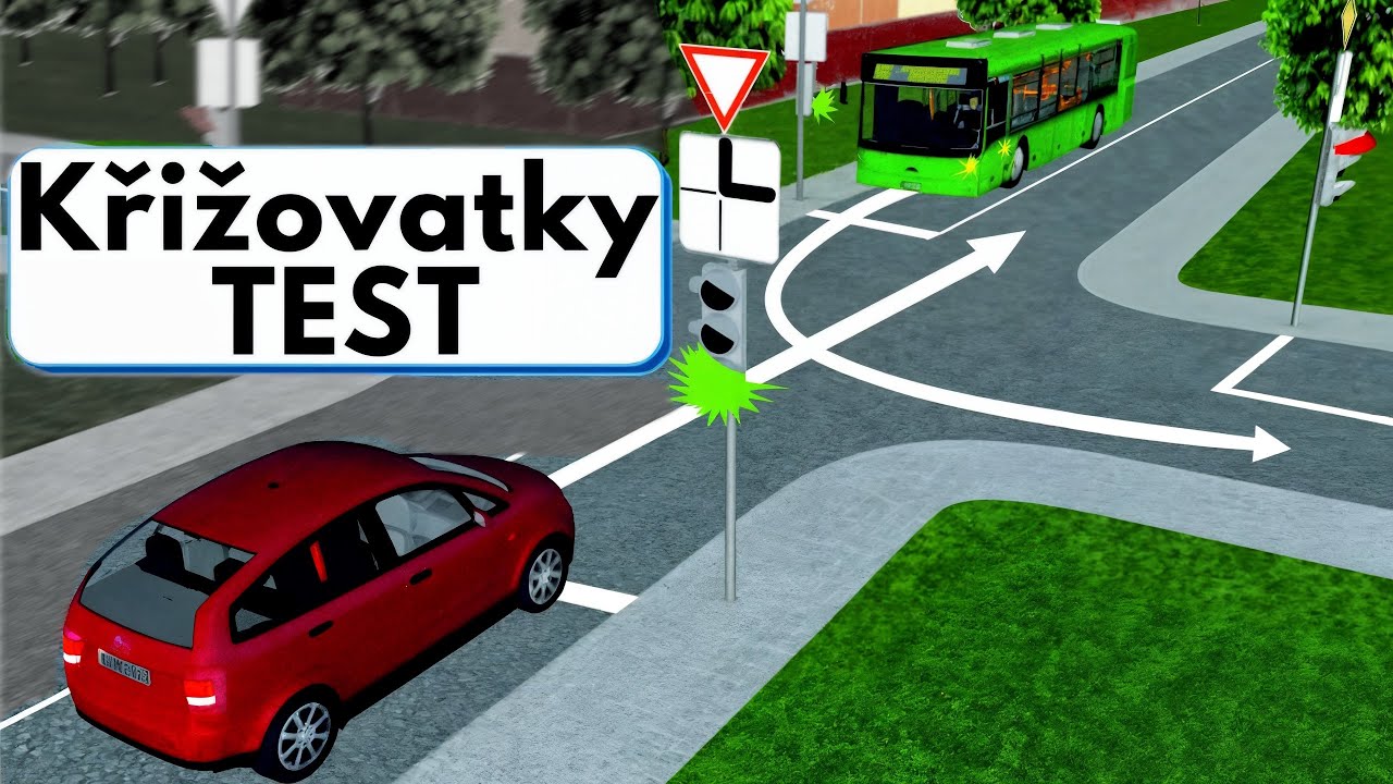 Autoškola: Křižovatky Testy 2025 Dopravní online křižovatky & značky – Pravidla a řešení testů