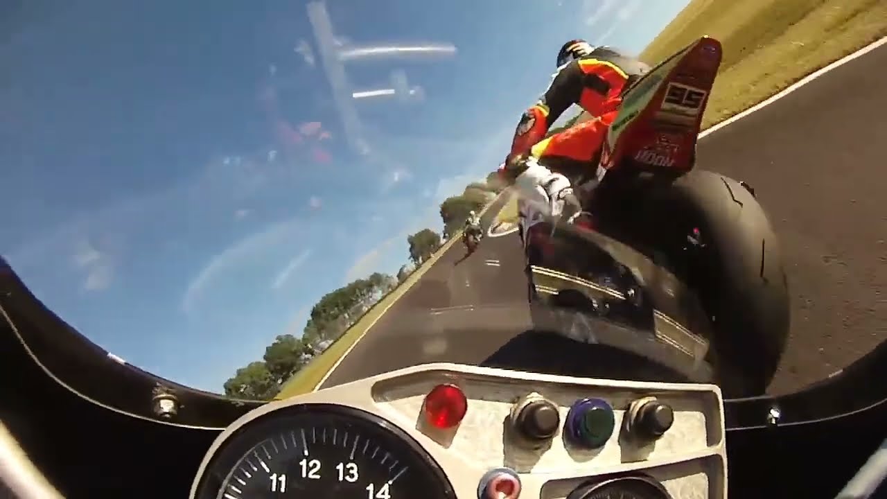 Mike Spike Edwards onboard original 1995 Honda V&M CBR600 pre IOM shake down test Cadwell track