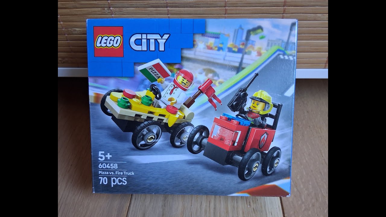 Lego City 60458 : Pack de bolides de course camion de pizza contre camion de pompiers