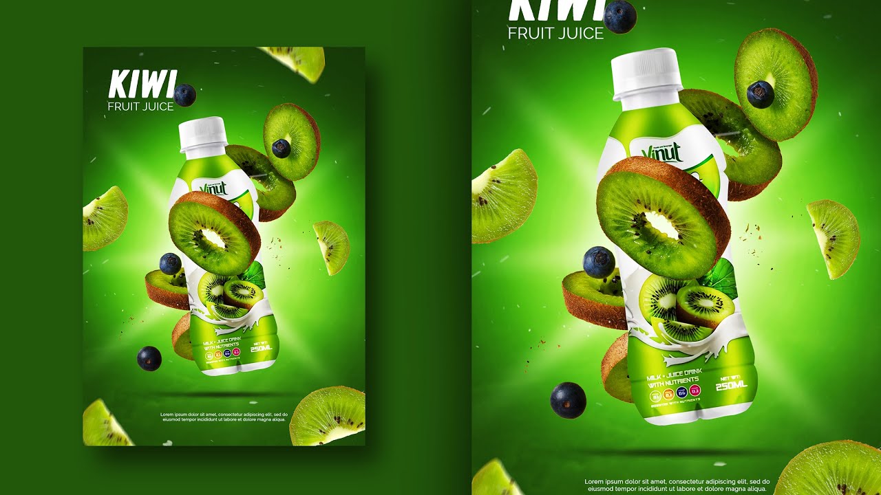 Kiwi Fruit Juice Poster Design  | Advertising Poster | Photoshop Tutorials