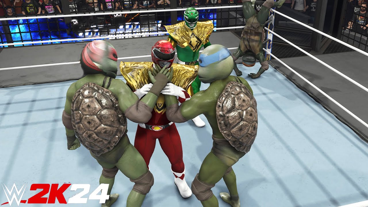 Teenage Mutant Ninja Turtles Vs Power Rangers(MMPR) | Elimination Chamber - WWE 2K24 - PS5 [4K]