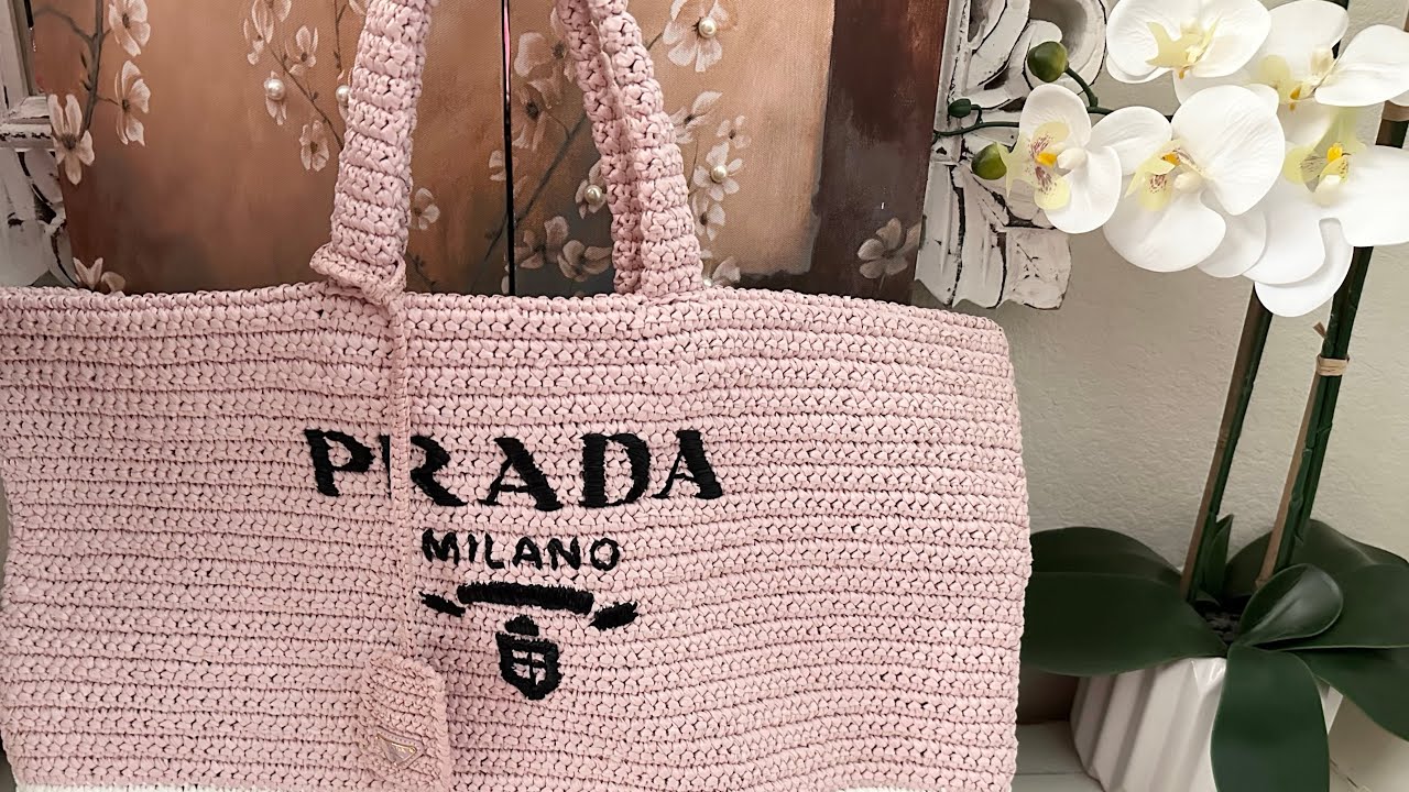 💕PRADA |  Embroidered Raffia Logo Tote  | Summer Bag💕