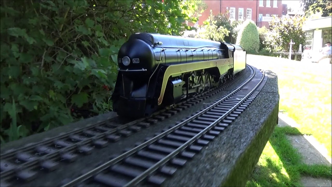 The N & W J class 611 pulling a long train