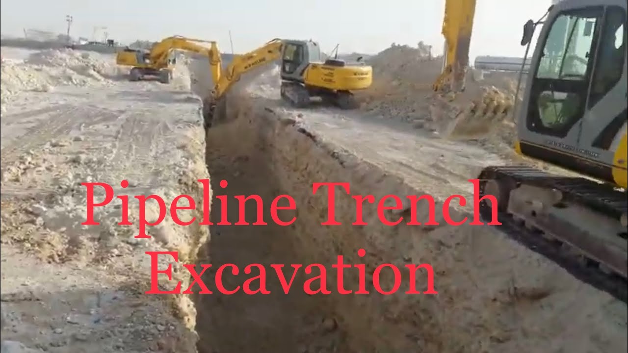 Excavation for Pipelines Trench|  Excavation work in Qatar | Civil Engineering | Drainage | JCB