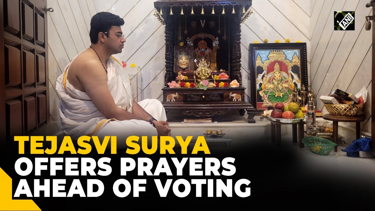 Lok Sabha Polls 2024: BJP Bengaluru South Candidate Tejasvi Surya offers prayers at his residence