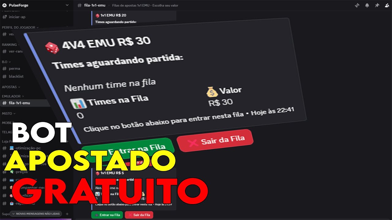 BOT DISCORD DE APOSTADO GRATIS! FILAS,RANKING E MUITO MAIS!
