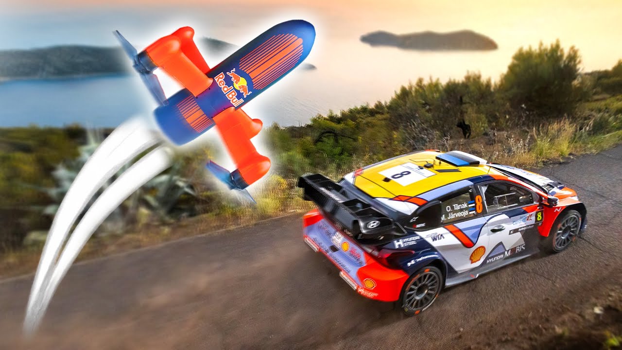 Дрон со скоростью 200 миль в час против автомобиля WRC!