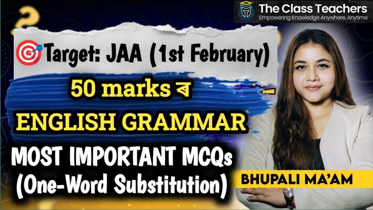 One-Word Substitution/Important MCQs/JAA/Gauhati High Court/For All Competitive Exams/Bhupali Ma'am
