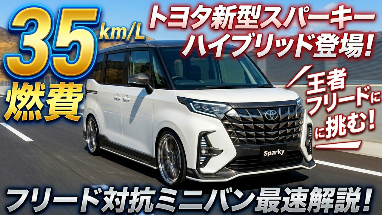 トヨタ新型スパーキーハイブリッド登場！燃費35km/Lのフリード対抗ミニバン！