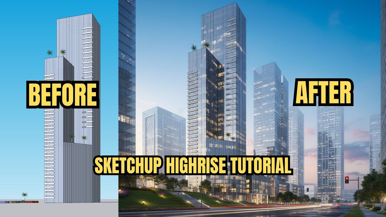 SKETCHUP HIGHRISE TUTORIAL CREATING MULTI MASS BASIC 3D MODEL TO RENDER