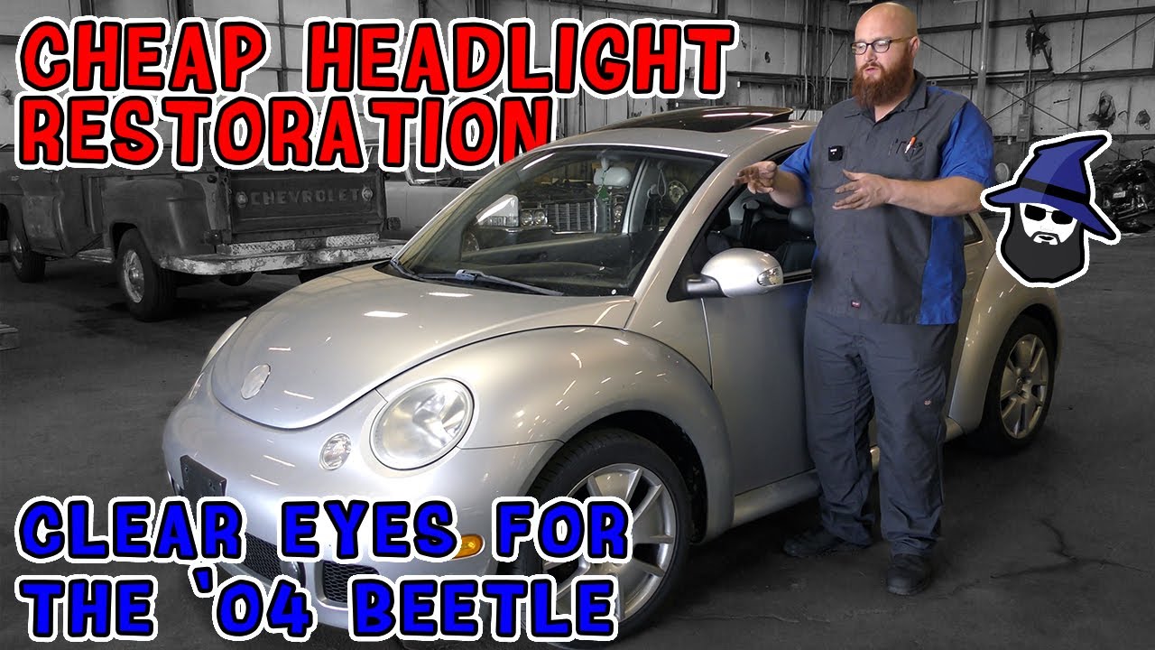 CAR WIZARD shows how to restore headlights cheap! And how to replace headlamps on '04 Turbo S Beetle