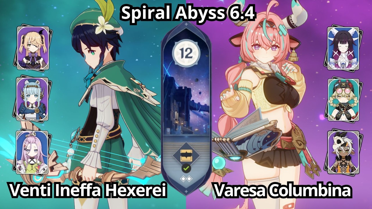 NEW !! C0 Venti Ineffa & C0 Varesa Columbina - Spiral Abyss Floor 12 Genshin Impact 6.4
