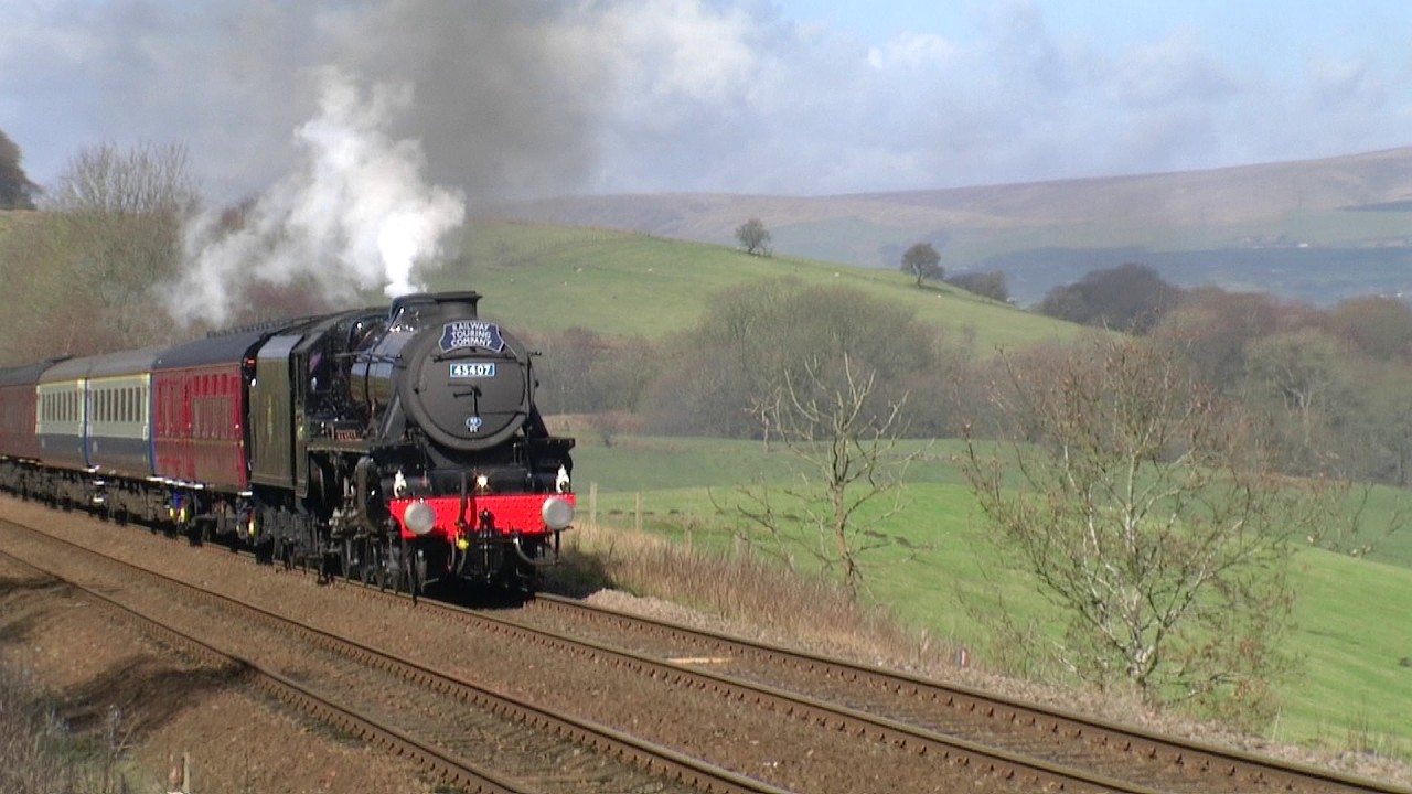 LMS 45407 The Lancashire Fusilier sheepishly pulls The Buxton Spa Express Preston to Buxton 14/03/26