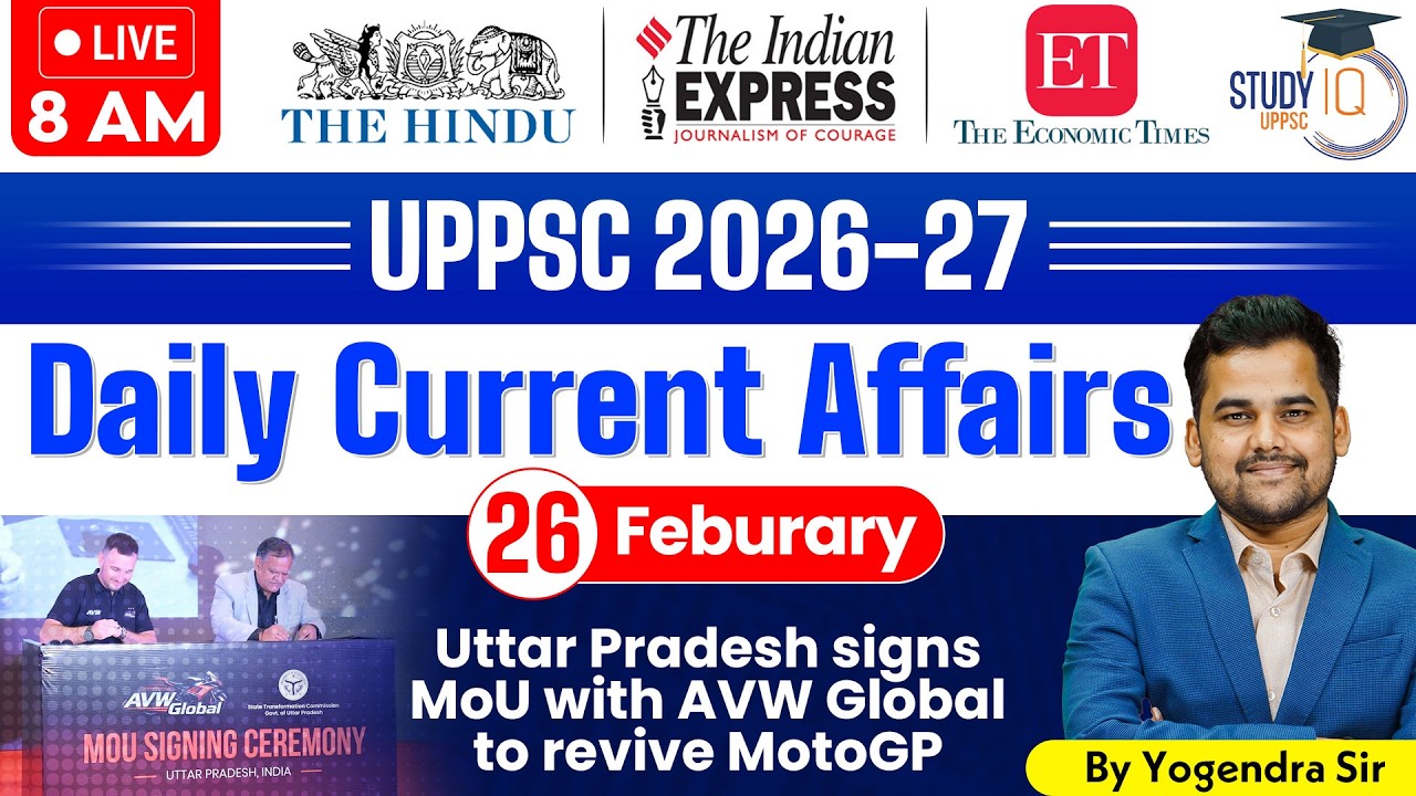 Daily Current Affairs 2026 | Current Affairs Today 26 February Current Affairs for UPPCS & RO/ARO