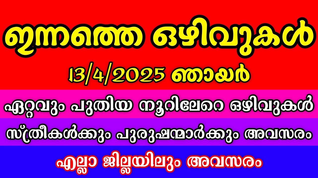 ജോലി അവസരങ്ങൾ| Today Job Vacancy| Latest Job Vacancy| Kerala Job Opportunity